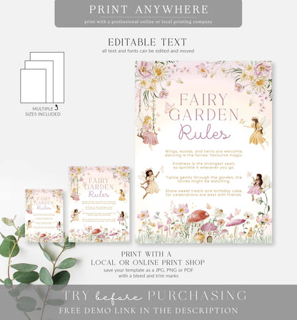 Fairy Multi | Printable Fairy Garden Rules Sign Template