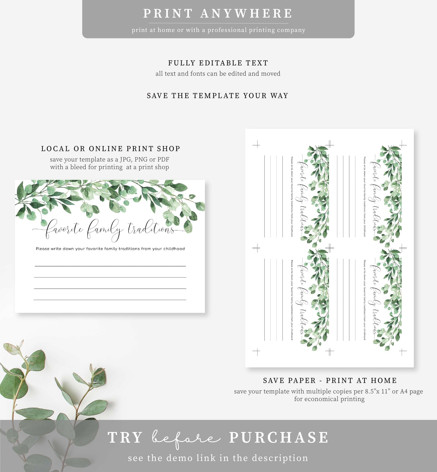 Everly | Printable Family Tradition Game Template