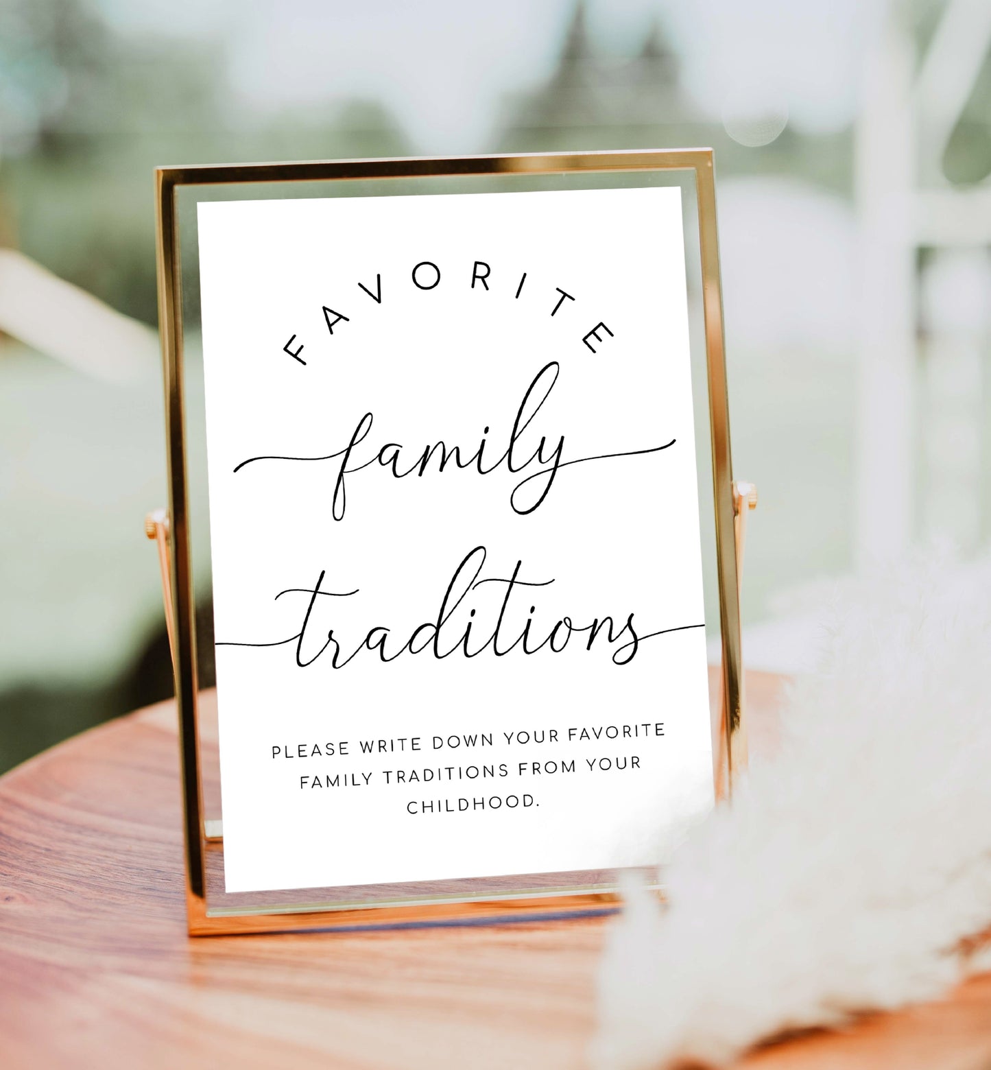 Quinn Script White | Printable Family Tradition Game Template