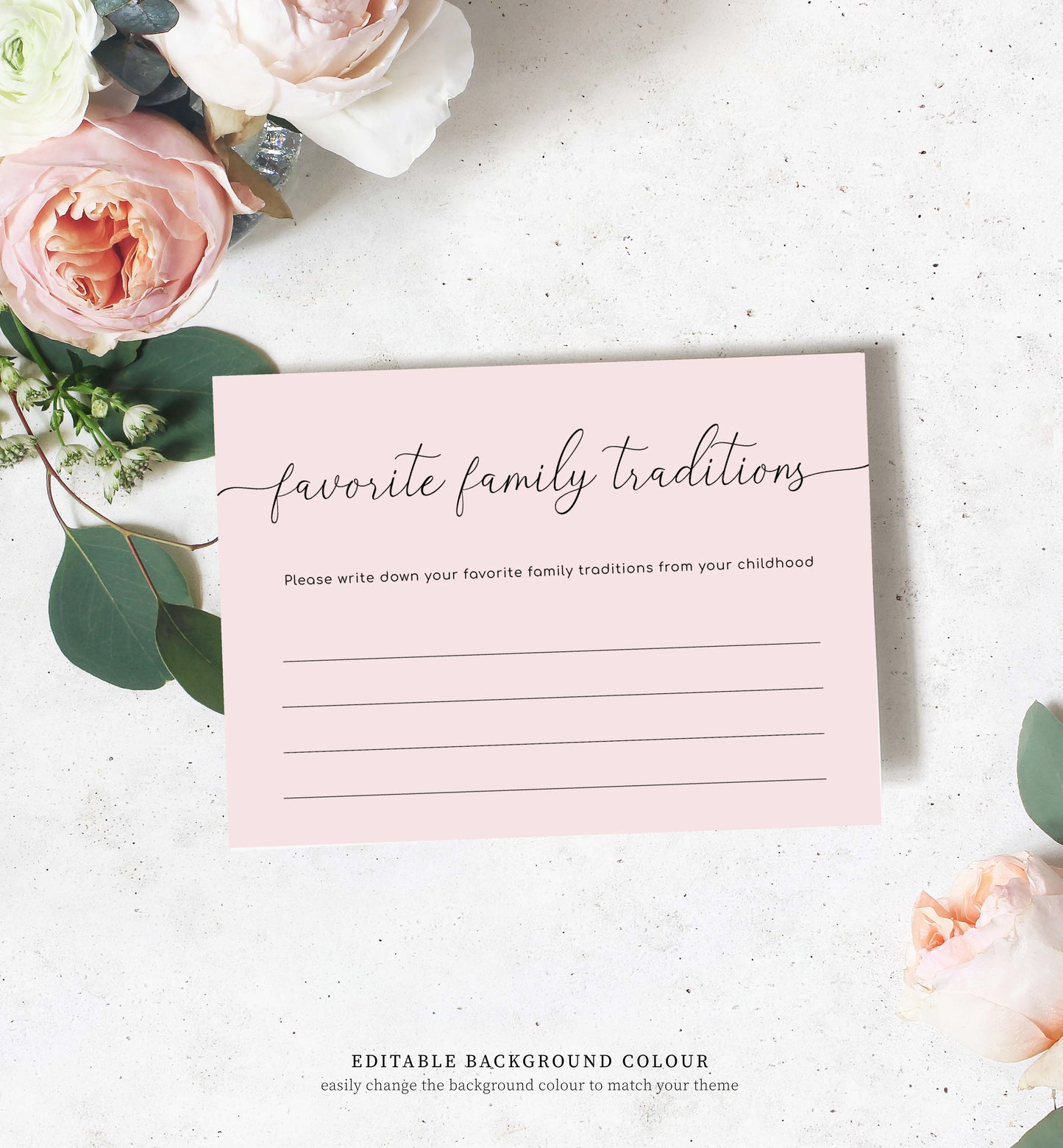 Quinn Script White | Printable Family Tradition Game Template