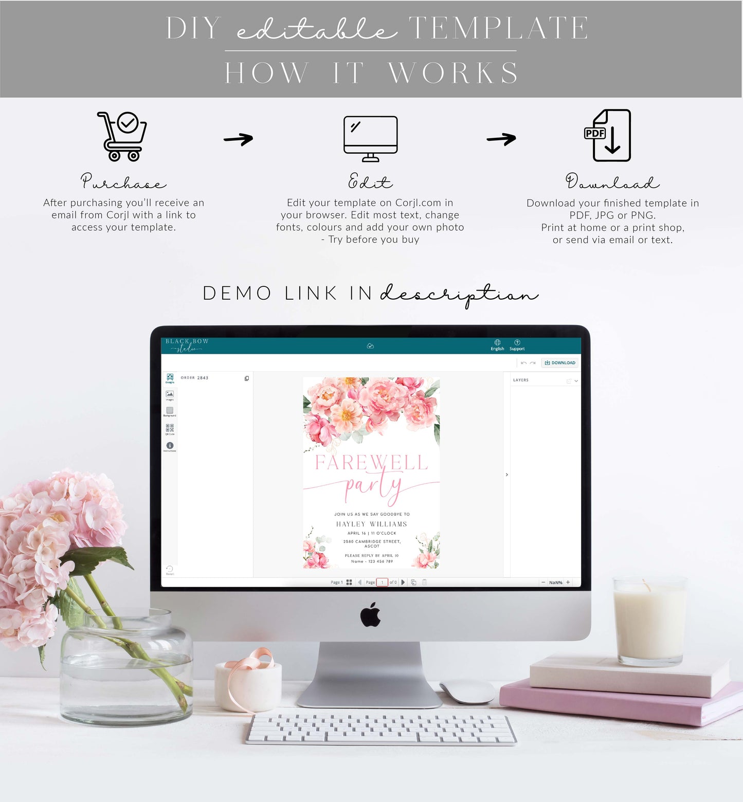 Piper White | Printable Farewell Party Invitation Template
