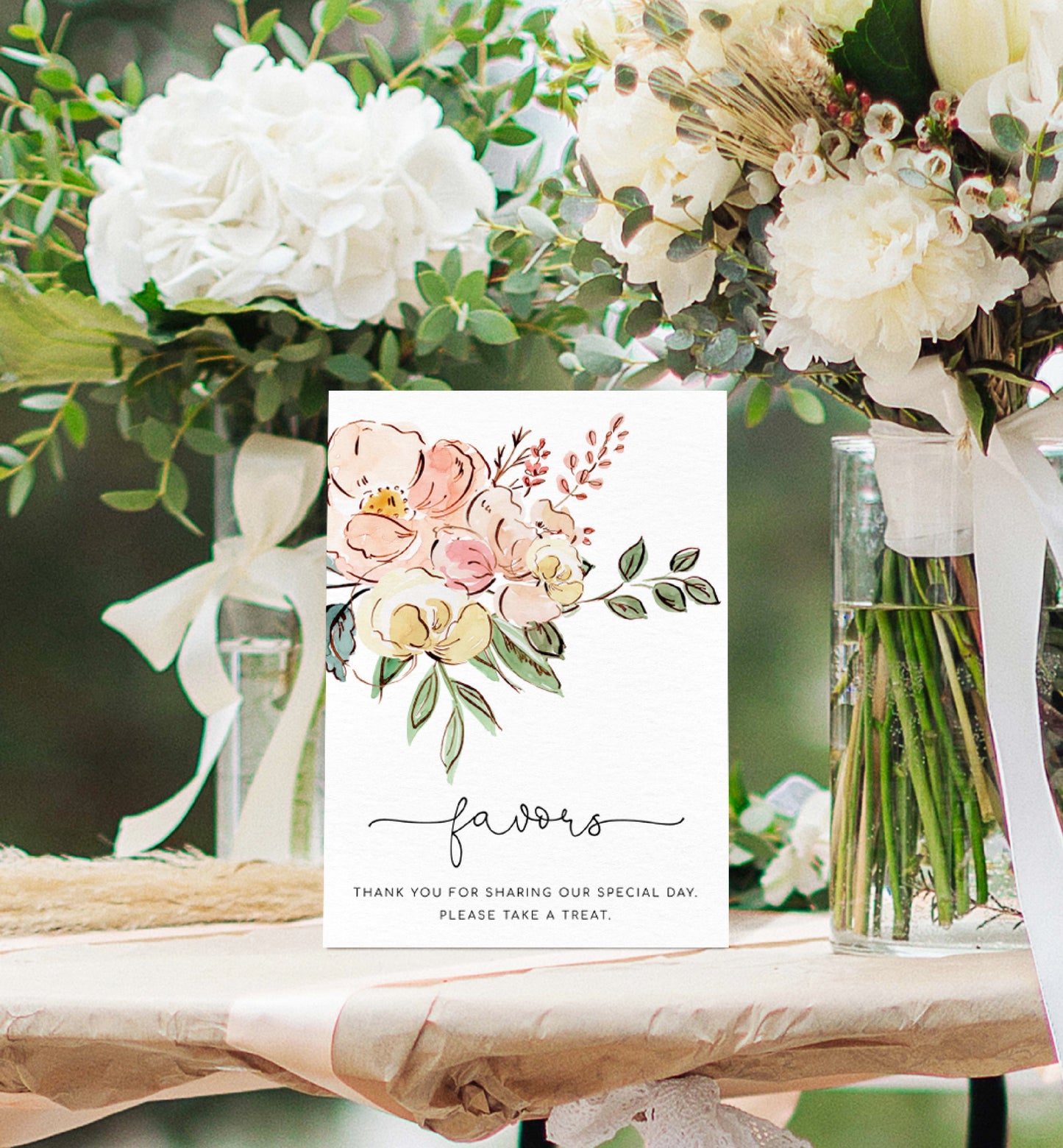 Cambridge Floral Multi | Printable Favours Sign Template