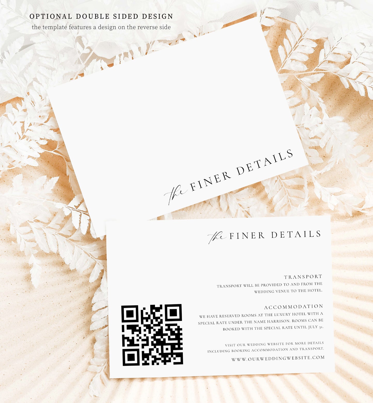 Ellesmere White | Printable QR Wedding Details Card Template