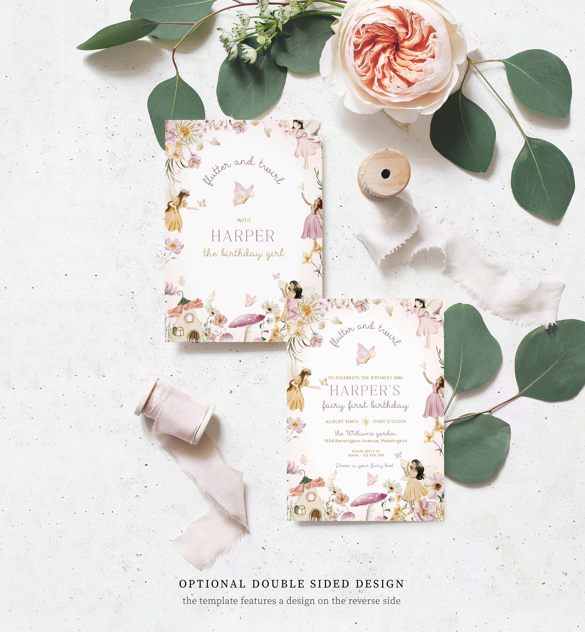 Fairy Multi | Printable First Birthday Invitation Template – Black Bow Studio fairy-multi-printable-first-birthday-invitation-template-black-bow-studio