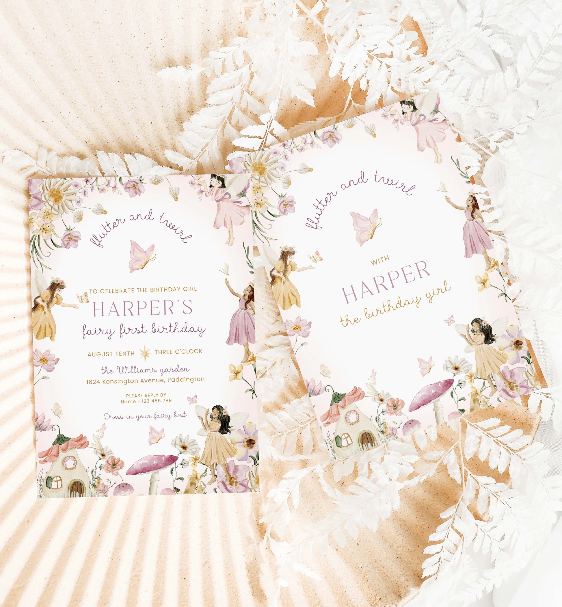 fairy-multi-printable-first-birthday-invitation-template-black-bow-studio for Free Printable First Birthday Invitation Templates Fairy Multi | Printable First Birthday Invitation Template – Black Bow Studio for Free Printable First Birthday Invitation Templates