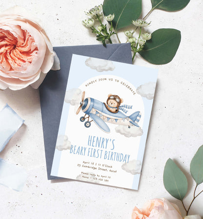 Beary First Birthday Invitation
