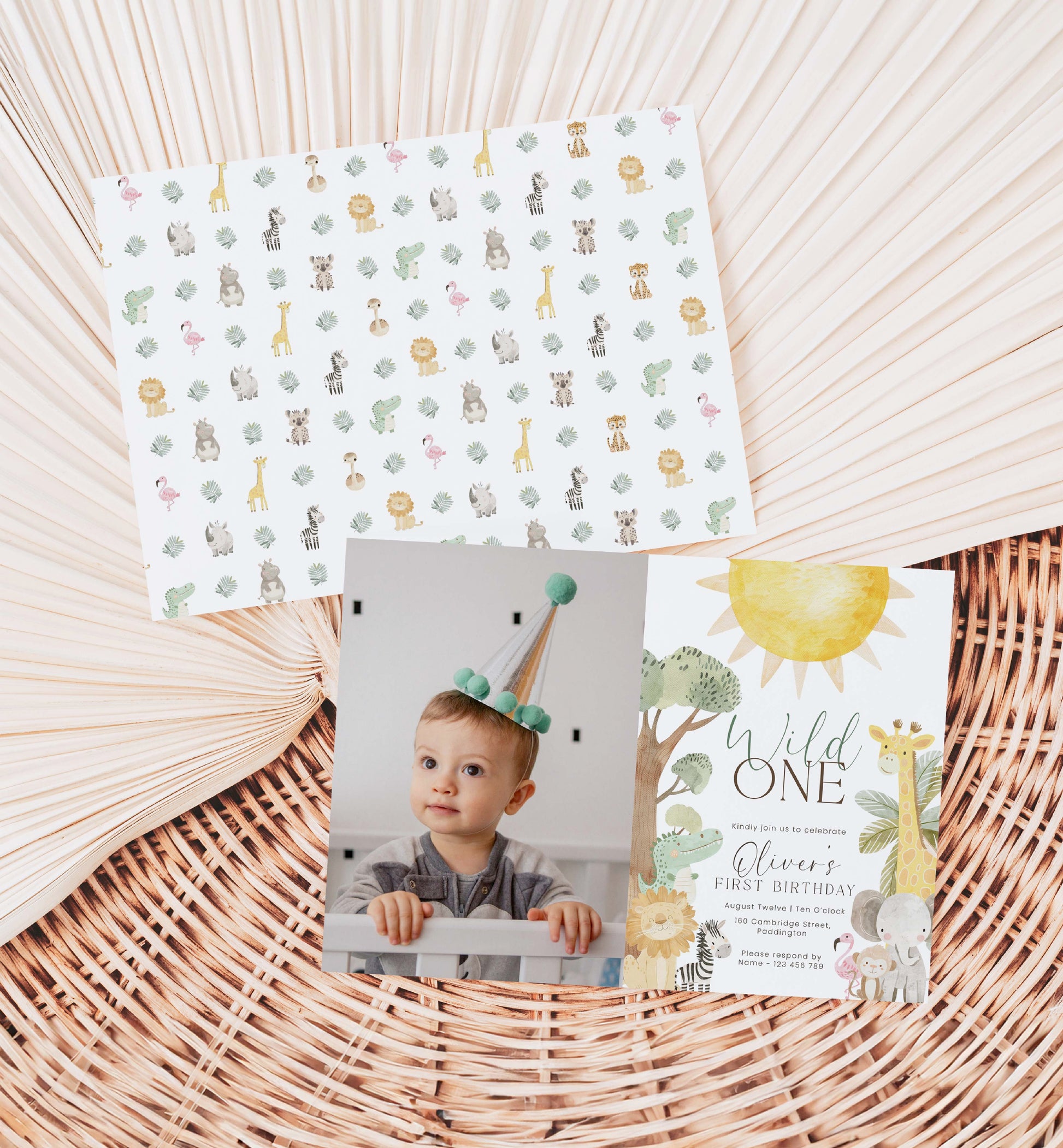 Printable Safari Animals First Birthday Party Photo Invite, Wild One 1st Birthday Invite, Zoo Animal Invite, Jungle Animals Evite, Nyala