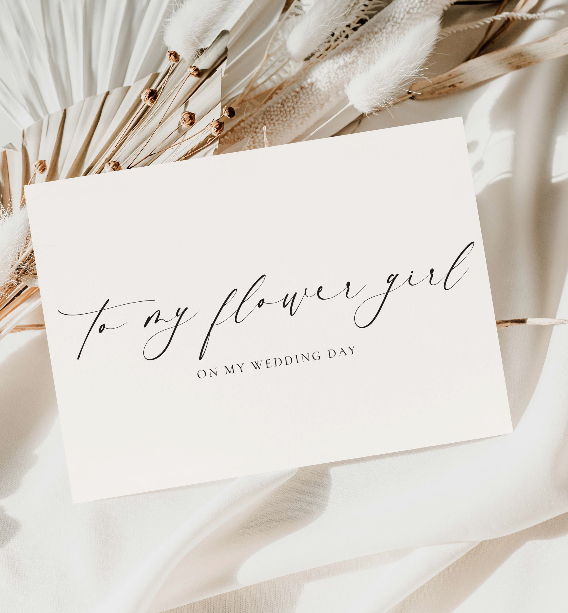 To My Flower Girl and Page Boy On My Wedding Day Card, Minimalist Wedding Card, Thank You Bridal Party Card, Off White Ivory, Ellesmere