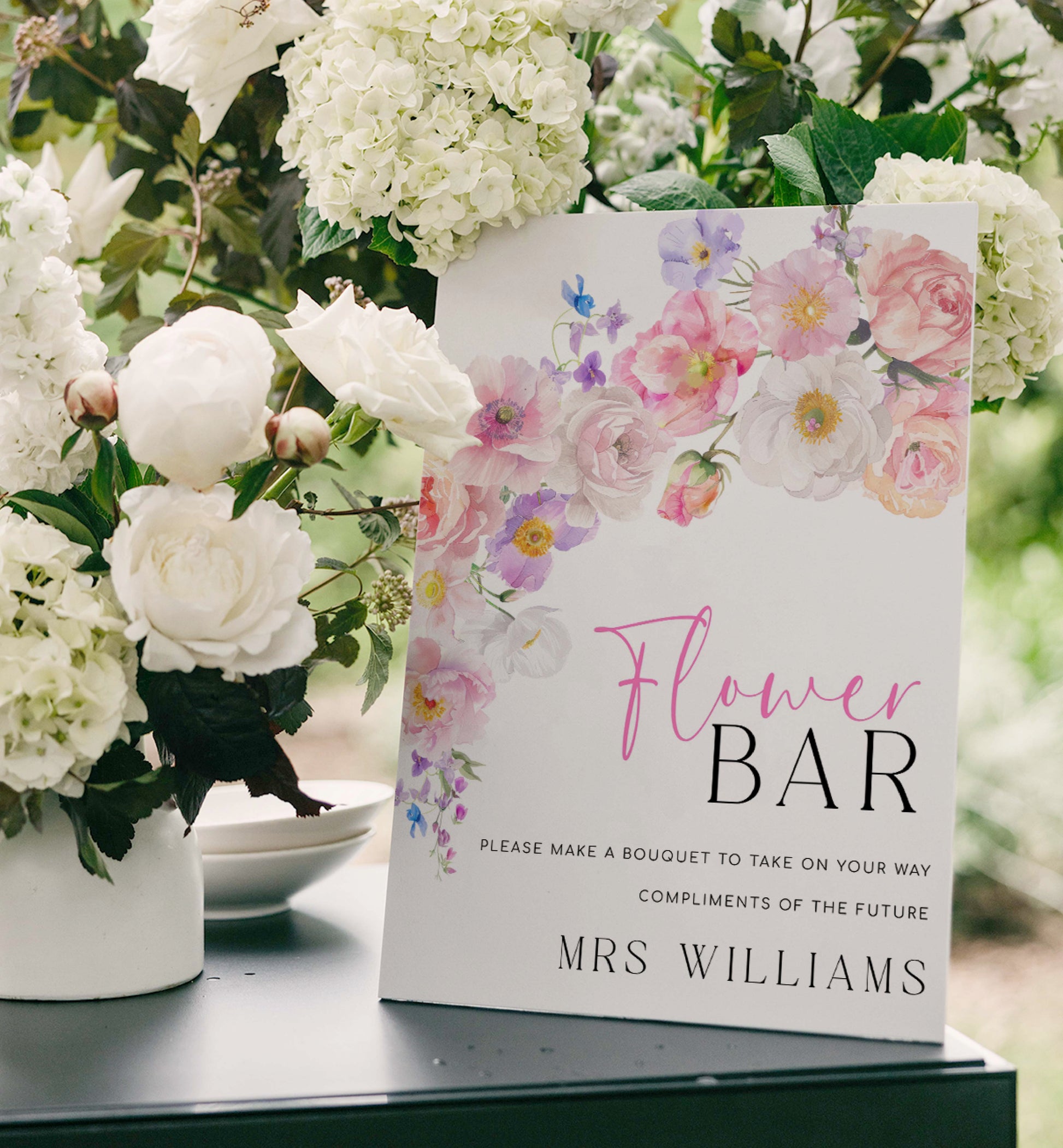 Printable Floral Flower Bar Sign and Favor Tag, Bridal Shower Bouquet Station Sign, Wildflower Bouquet Favor Sign and Favor Tag, Eloise