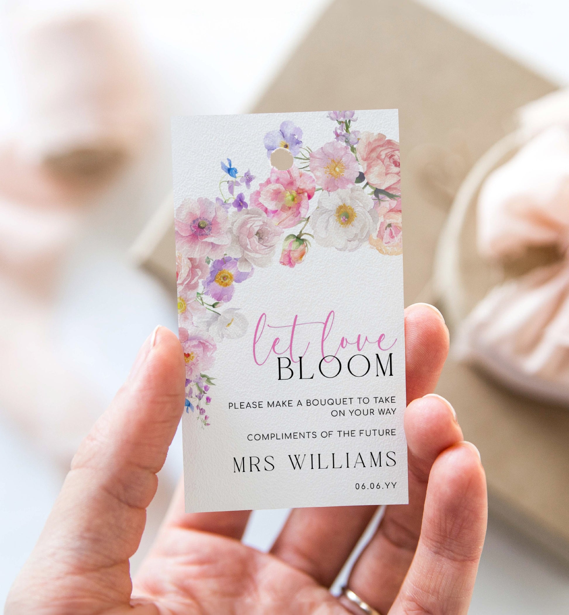 Printable Floral Flower Bar Sign and Favor Tag, Bridal Shower Bouquet Station Sign, Wildflower Bouquet Favor Sign and Favor Tag, Eloise