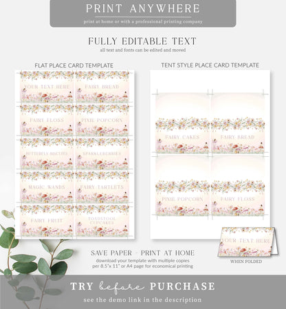 Fairy Multi | Printable Place Cards Template