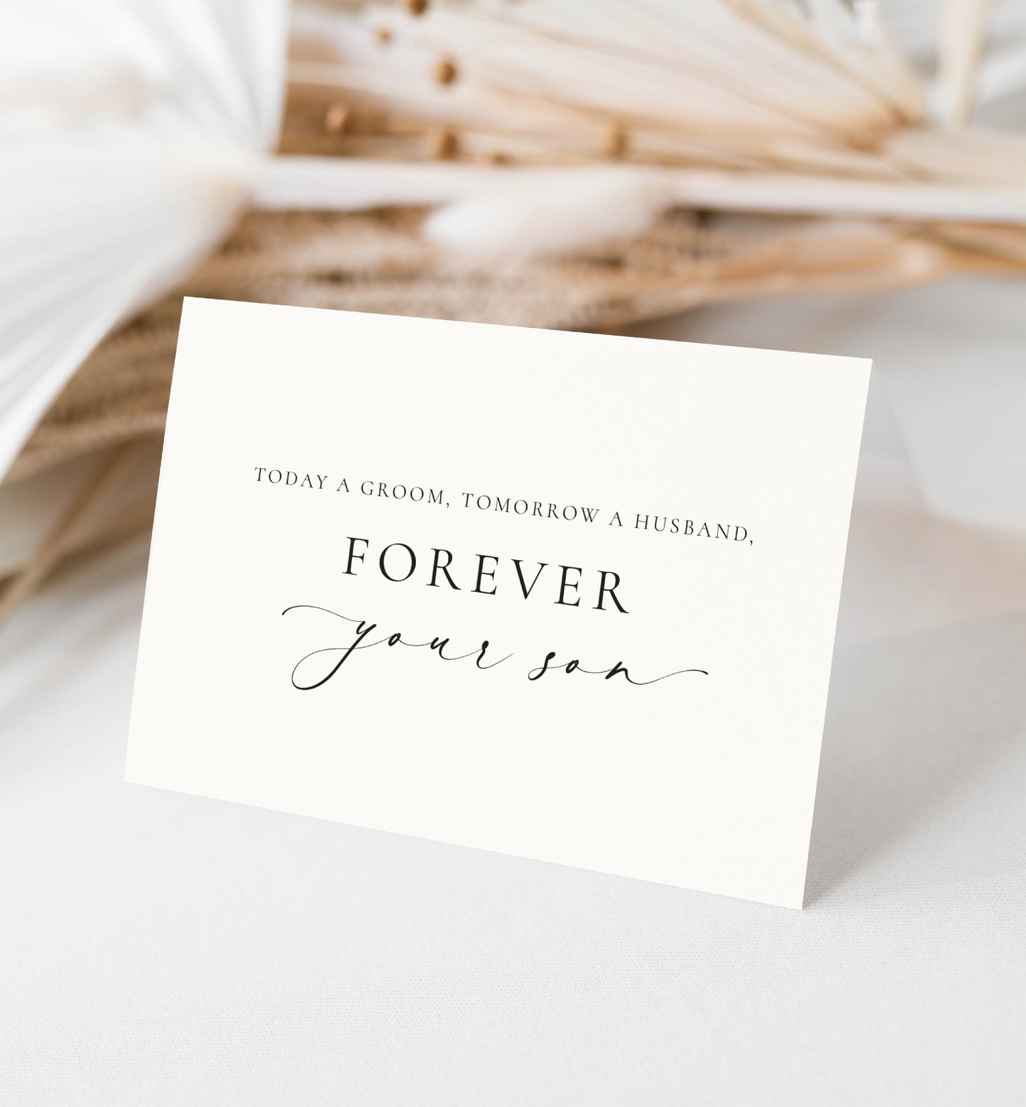 Today a Groom, Tomorrow a Husband, Forever Your Son Wedding Day Card, Minimalist Wedding, Groom To Parents Wedding Card, Ivory, Ellesmere