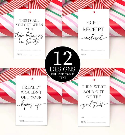 Printable Sarcastic Christmas Gift Tag, Cheeky Punny Anit-Christmas Gift Tags, Dark Humor Christmas, Amusing Funny Quote, Holiday Gift Tag