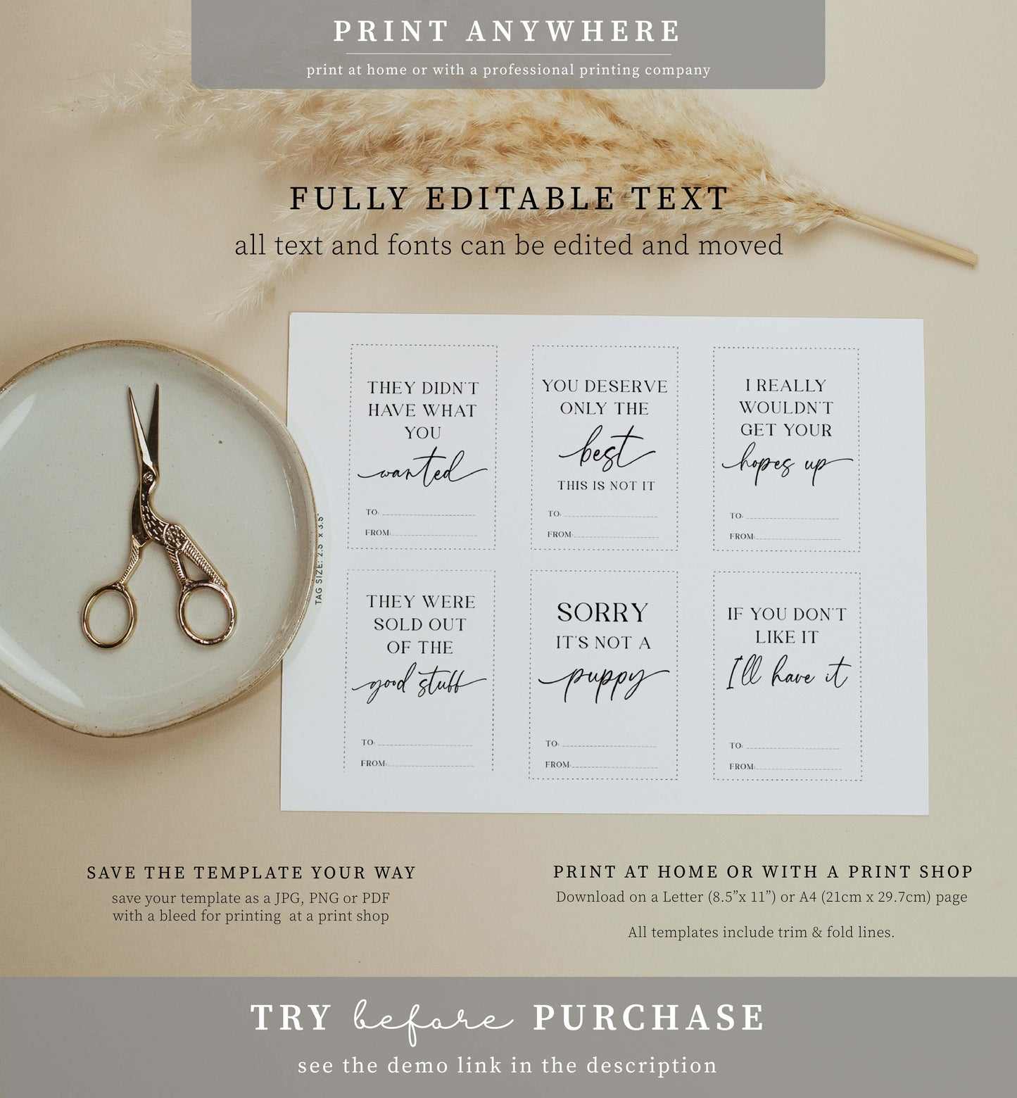 Modern Script | Printable Sarcastic Christmas Gift Tag Template