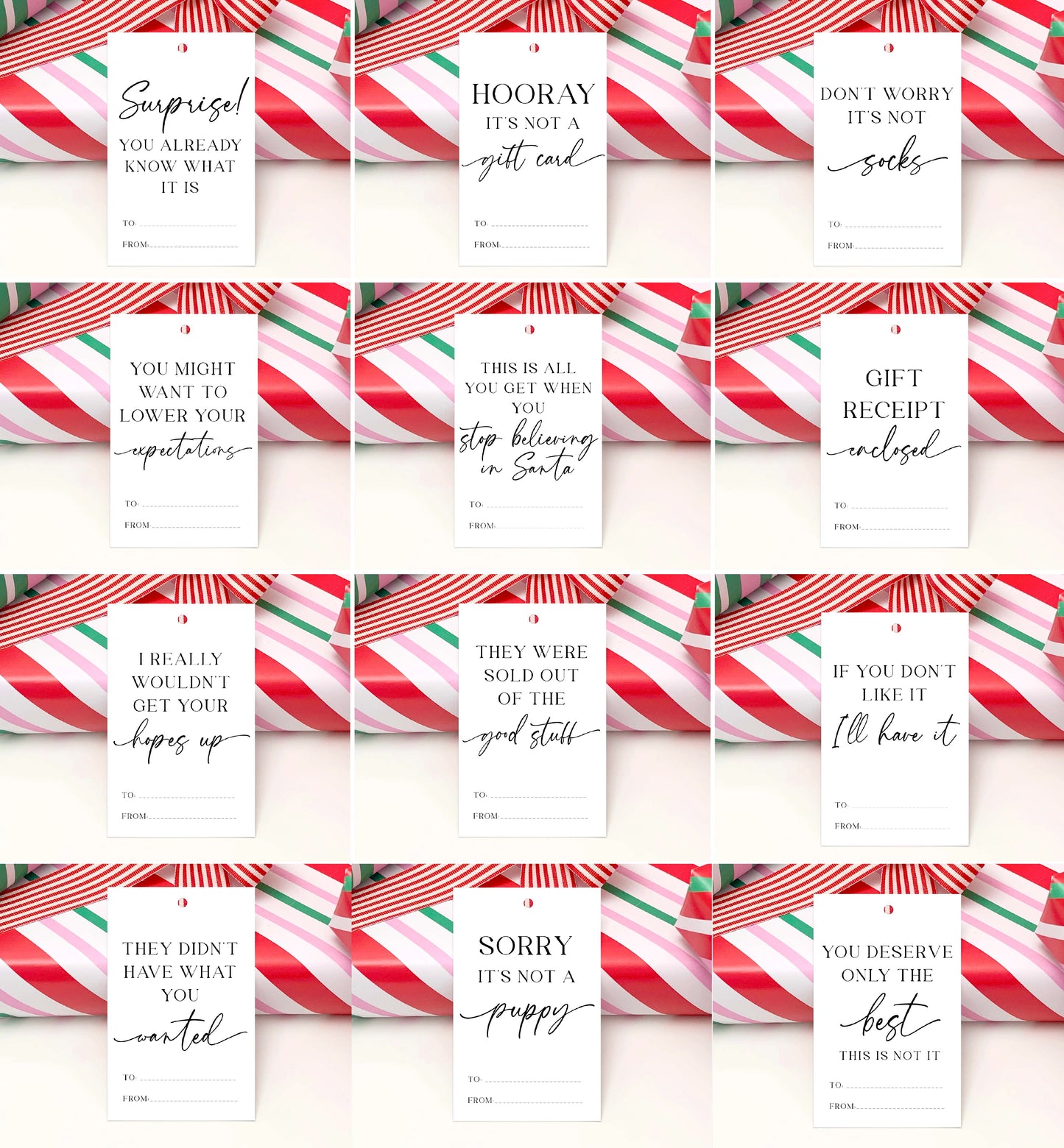 Printable Sarcastic Christmas Gift Tag, Cheeky Punny Anit-Christmas Gift Tags, Dark Humor Christmas, Amusing Funny Quote, Holiday Gift Tag