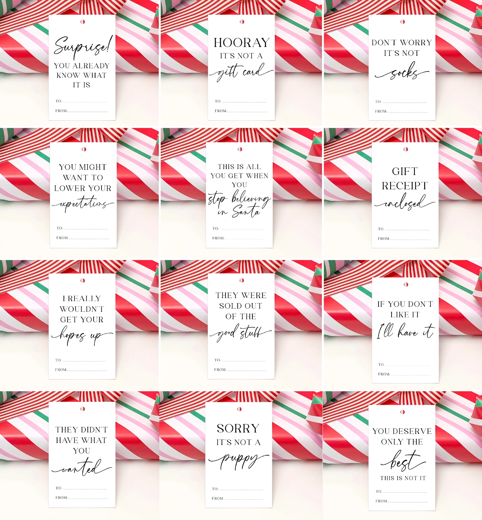 Printable Sarcastic Christmas Gift Tag, Cheeky Punny Anit-Christmas Gift Tags, Dark Humor Christmas, Amusing Funny Quote, Holiday Gift Tag
