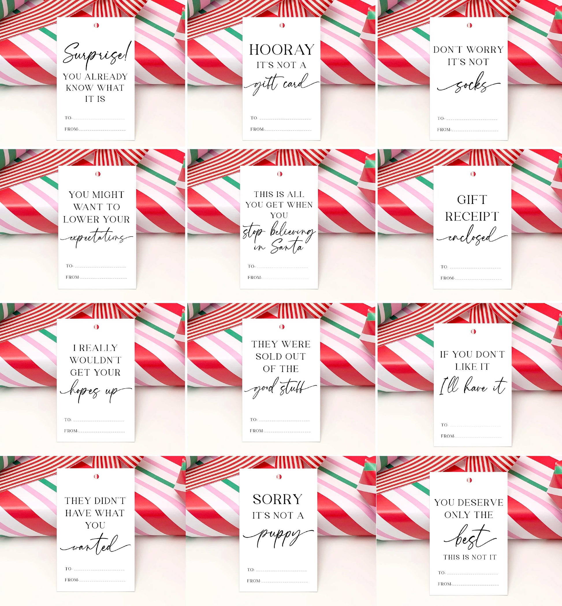 Modern Script  Printable Sarcastic Christmas Gift Tag Template