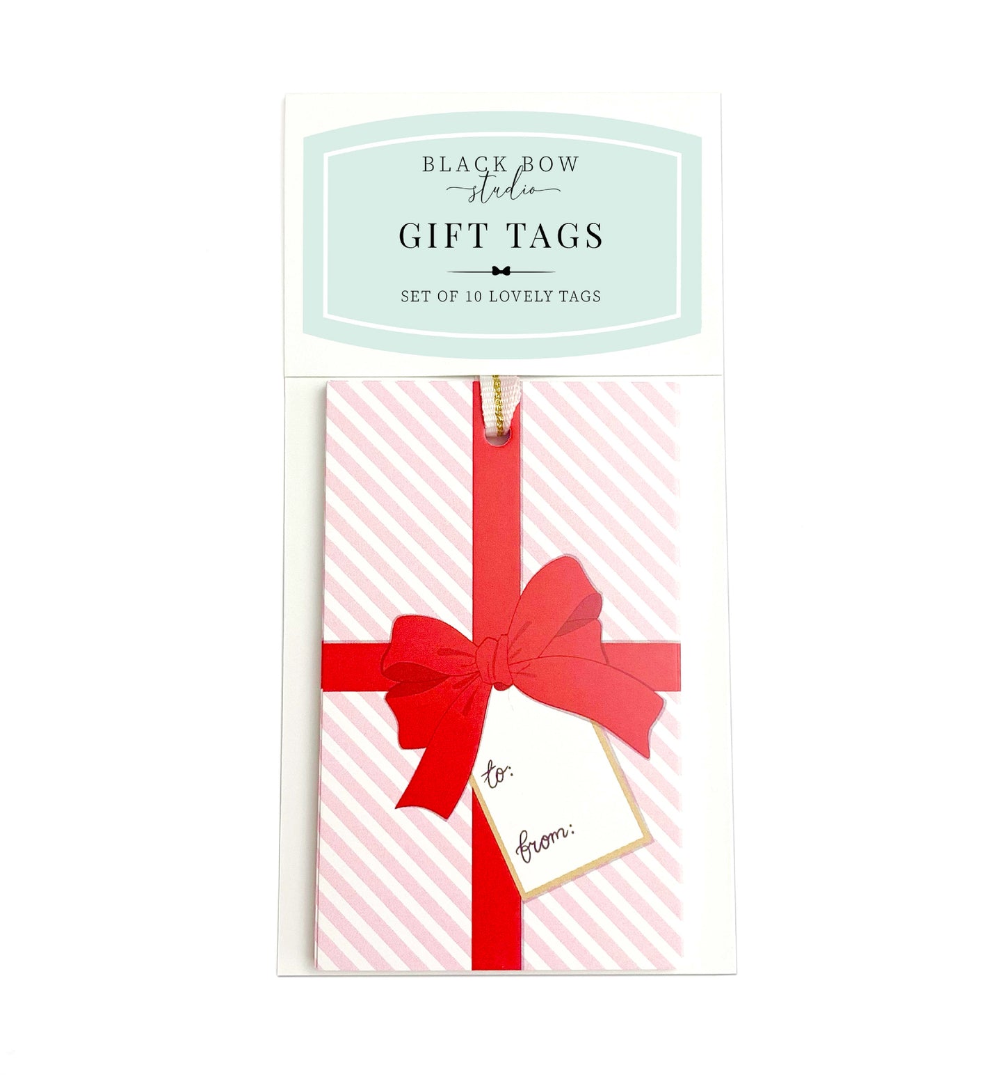 Present Bow Red Pink | Set of 10 Gift Tags