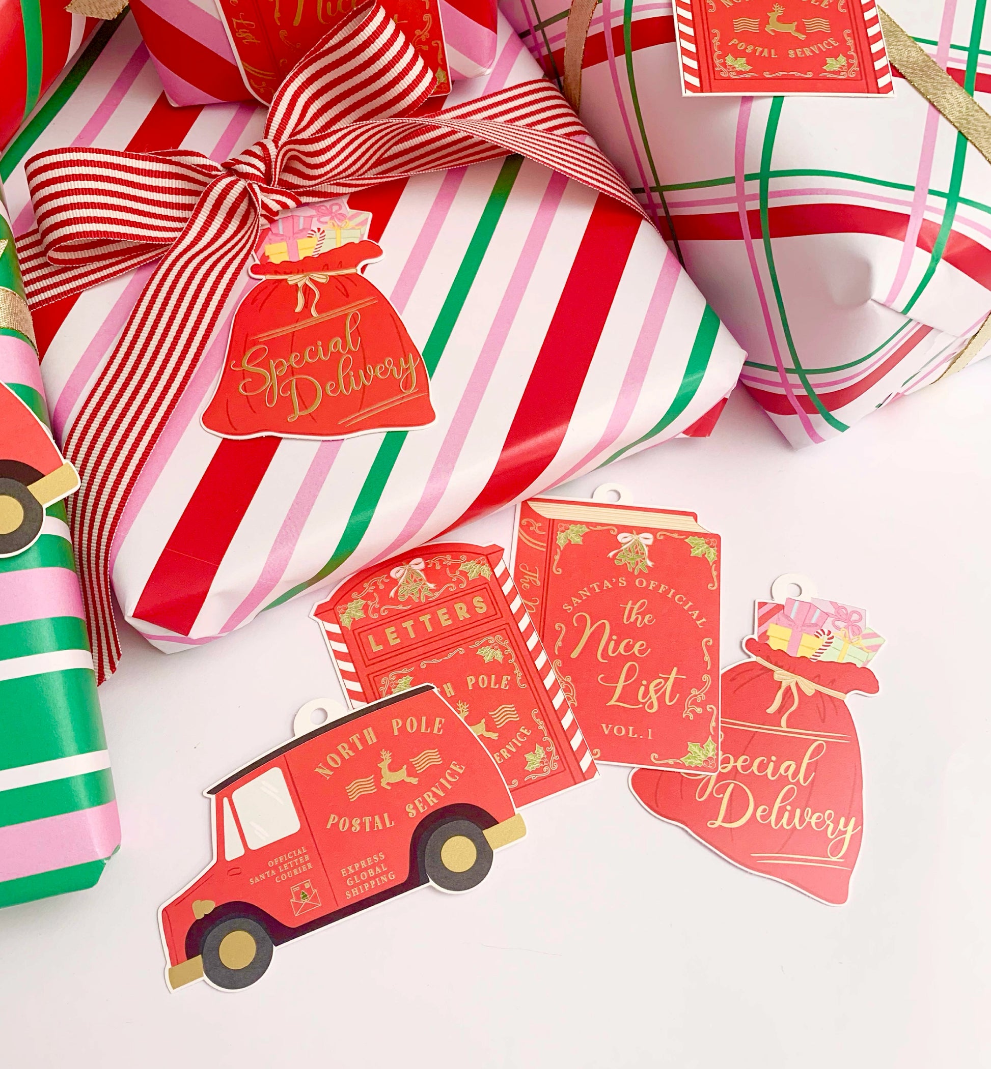 Christmas Gift Tags Set of 8, Christmas Wrapping Gift Tags, Present Tags, Christmas Swing Tag, Santa Special Delivery Tags
