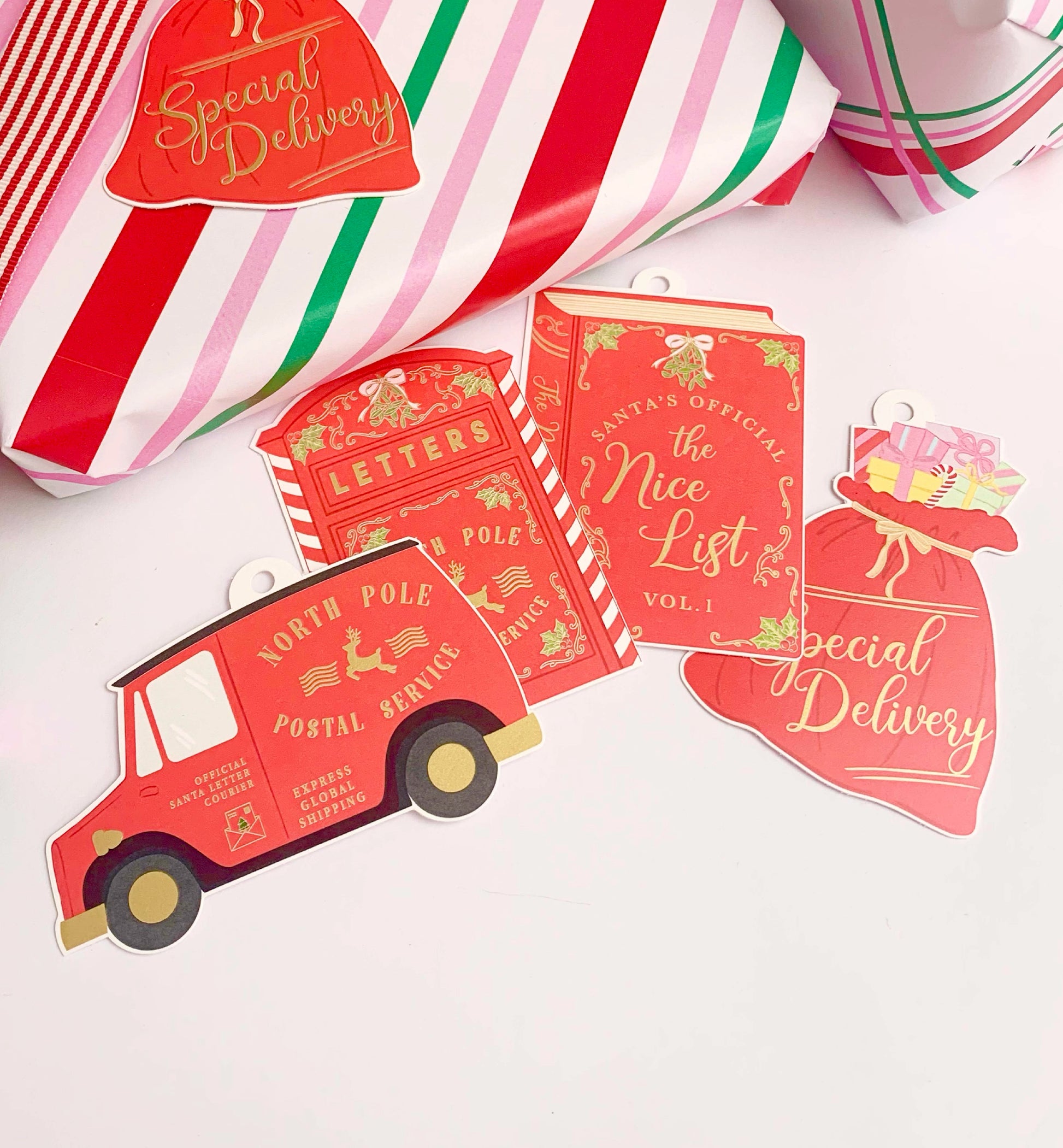 Christmas Gift Tags Set of 8, Christmas Wrapping Gift Tags, Present Tags, Christmas Swing Tag, Santa Special Delivery Tags