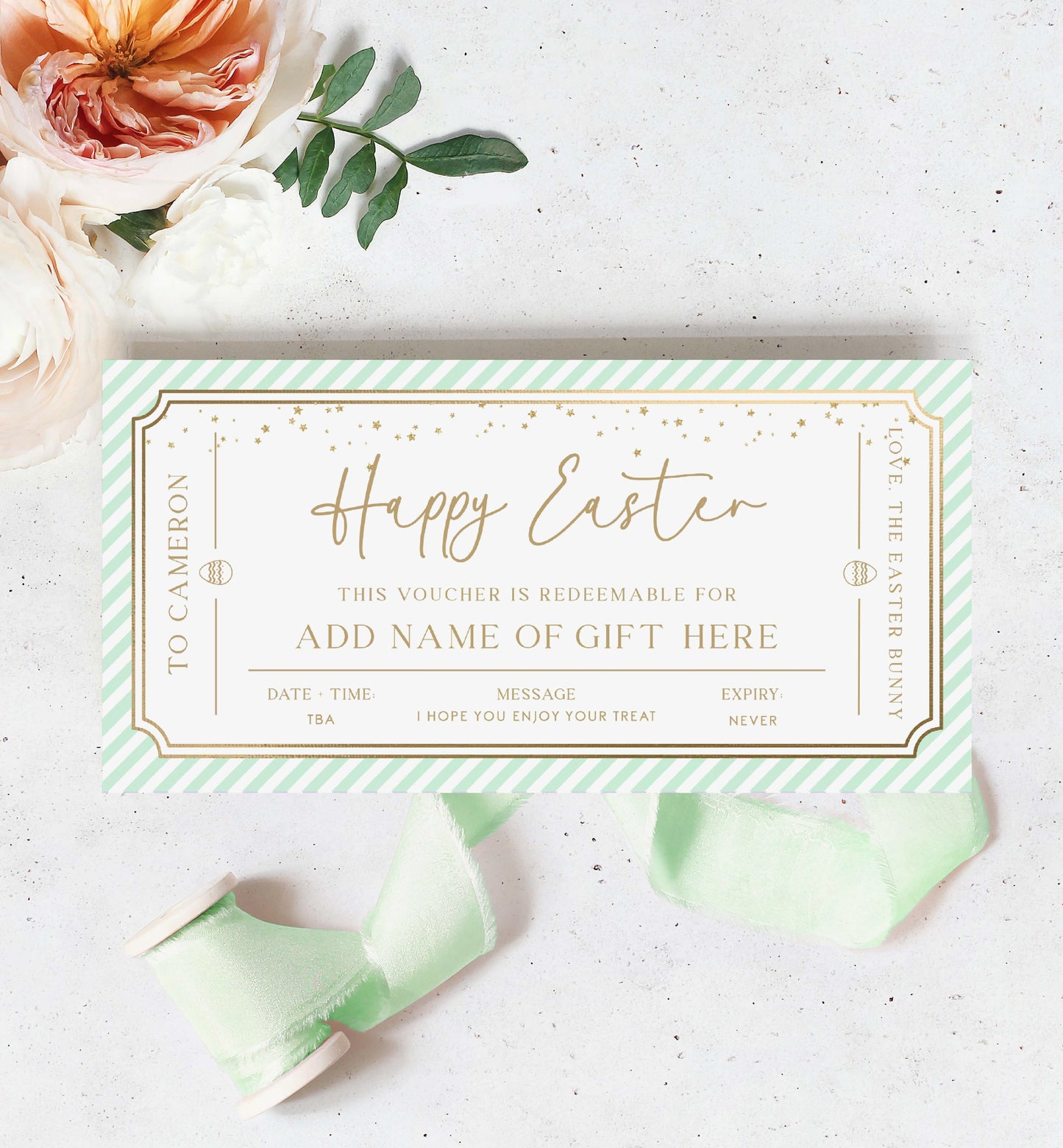 Easter Gift Voucher Template, Fully Custom Printable Gift Certificate Easter Present, Easter Gift Coupon, Alternative Easter Gift, Stripe
