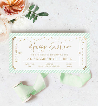 Easter Gift Voucher Template, Fully Custom Printable Gift Certificate Easter Present, Easter Gift Coupon, Alternative Easter Gift, Stripe