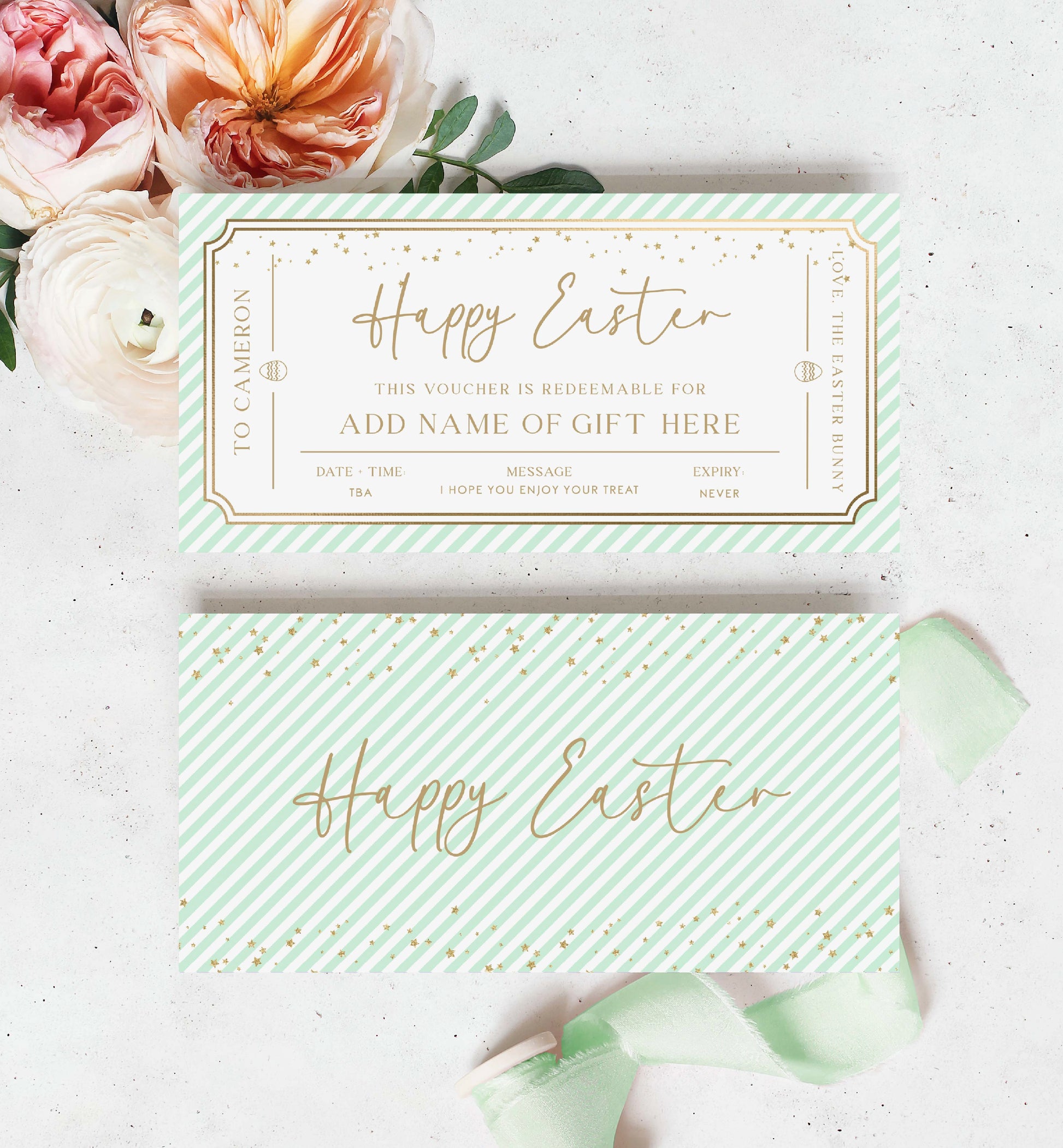 Easter Gift Voucher Template, Fully Custom Printable Gift Certificate Easter Present, Easter Gift Coupon, Alternative Easter Gift, Stripe