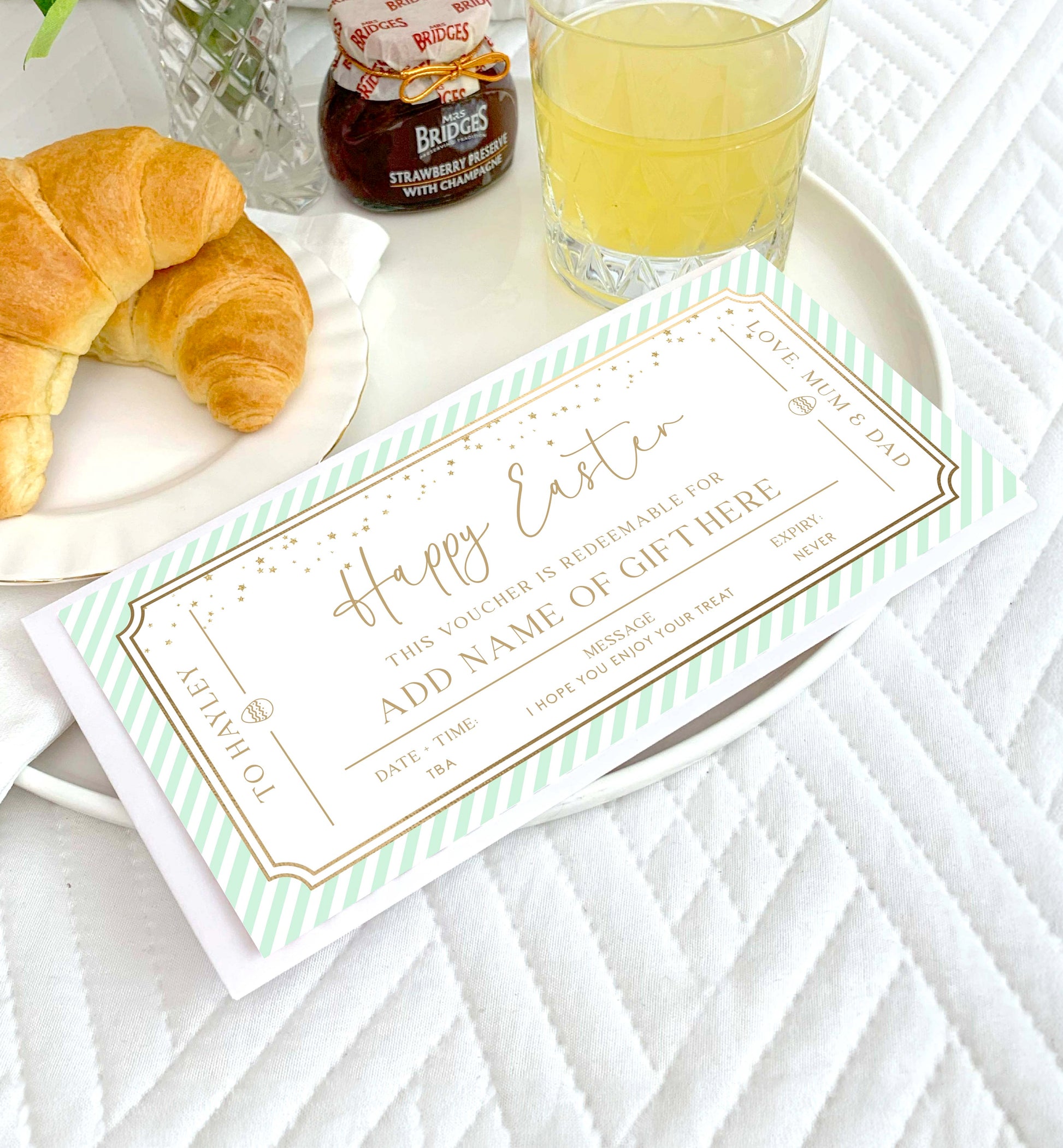 Easter Gift Voucher Template, Fully Custom Printable Gift Certificate Easter Present, Easter Gift Coupon, Alternative Easter Gift, Stripe