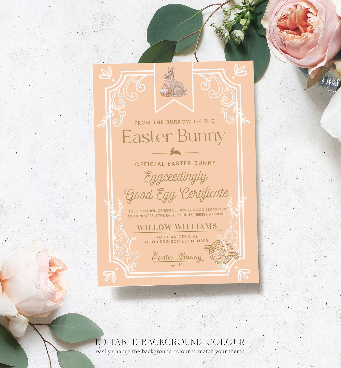 Printable Easter Good Egg Member Certificate, Easter Bunny Eggcellent Award Certificate, Easter Kids Gift, Easter Bunny Letter