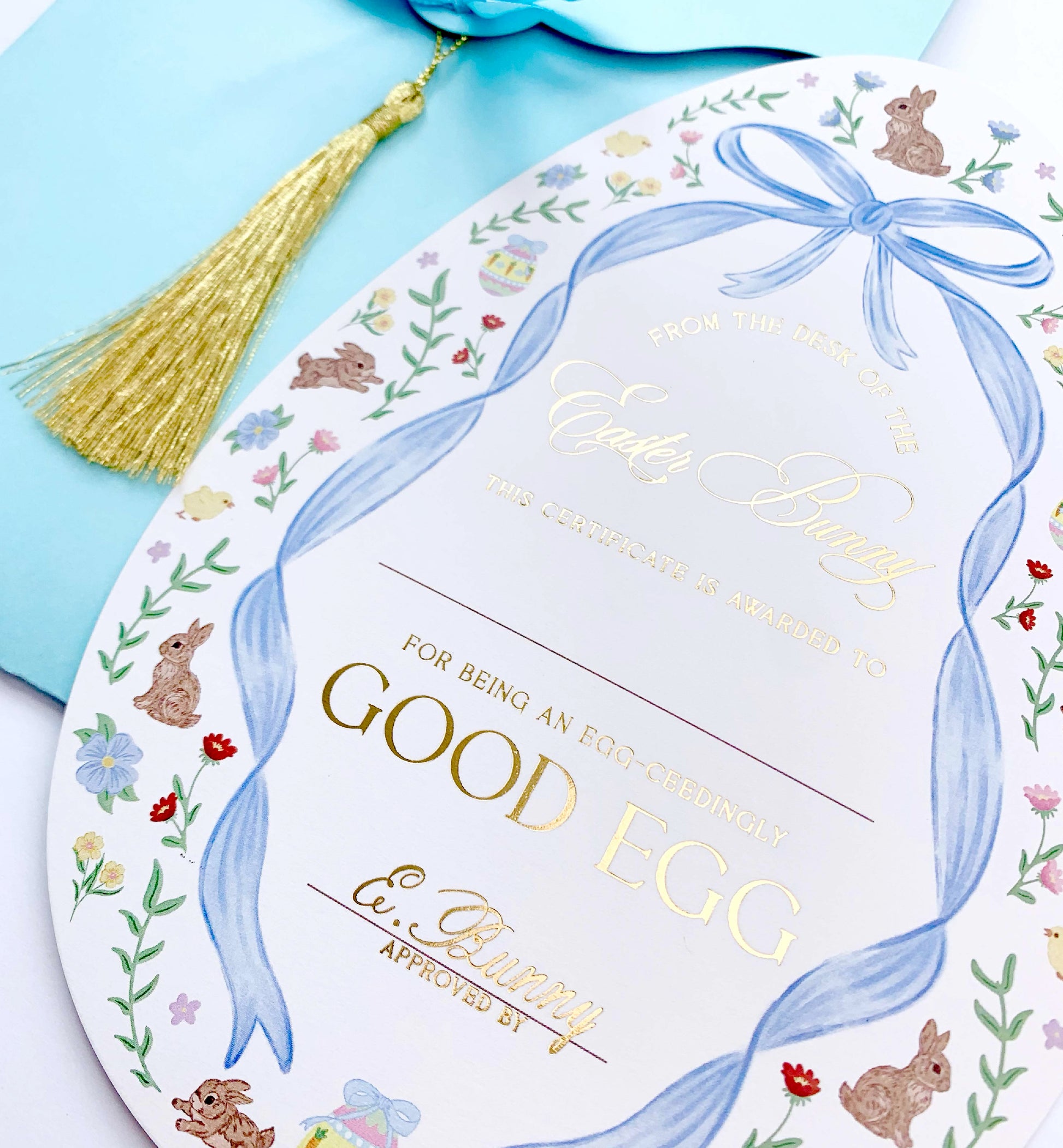 Easter Good Egg Certificate and Envelope, Easter Basket Gift, Approved By The Easter Bunny, From The Easter Bunny, Alternative Easter Gift