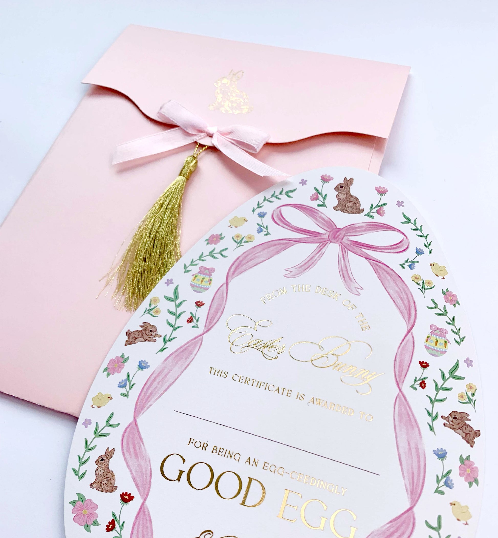 Easter Good Egg Certificate Envelope, Easter Basket Gift, Approved By The Easter Bunny, From The Easter Bunny, Alternative Easter Gift, Pink