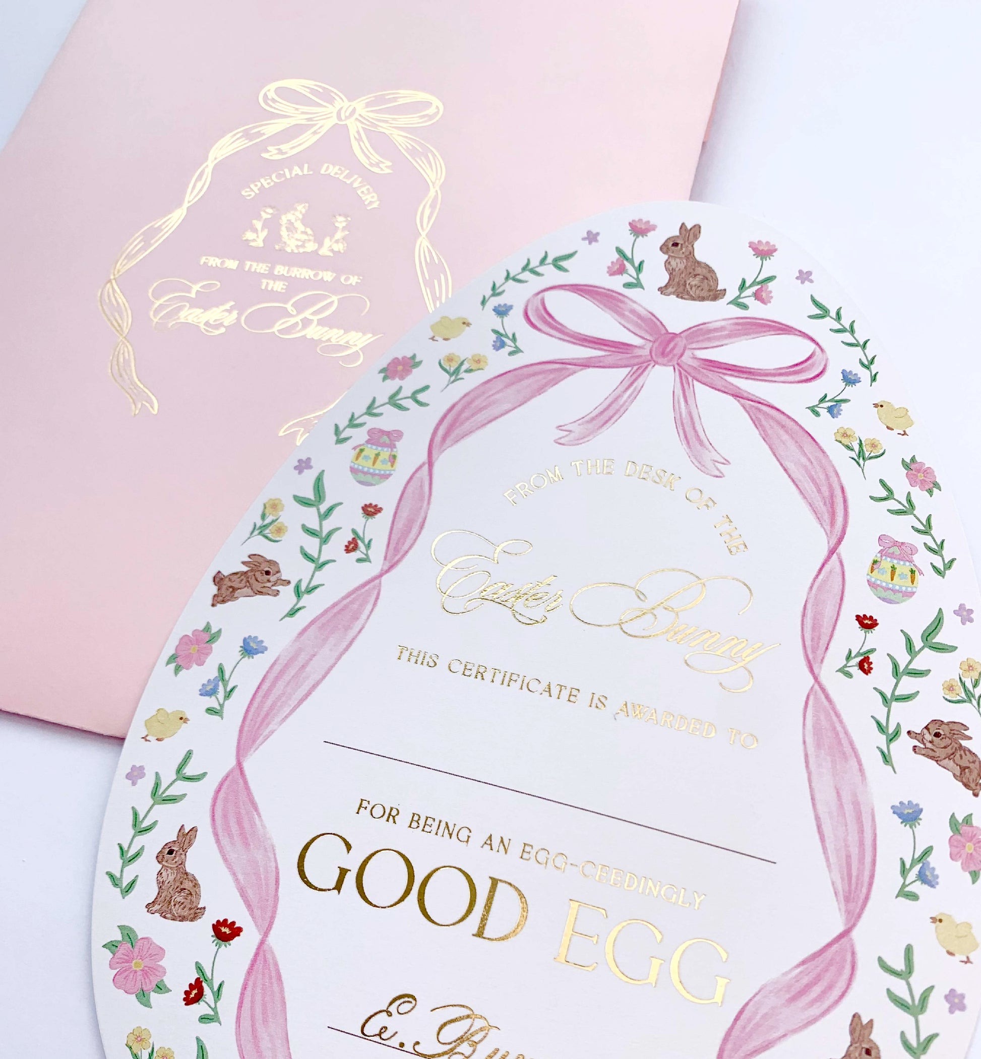 Easter Good Egg Certificate Envelope, Easter Basket Gift, Approved By The Easter Bunny, From The Easter Bunny, Alternative Easter Gift, Pink