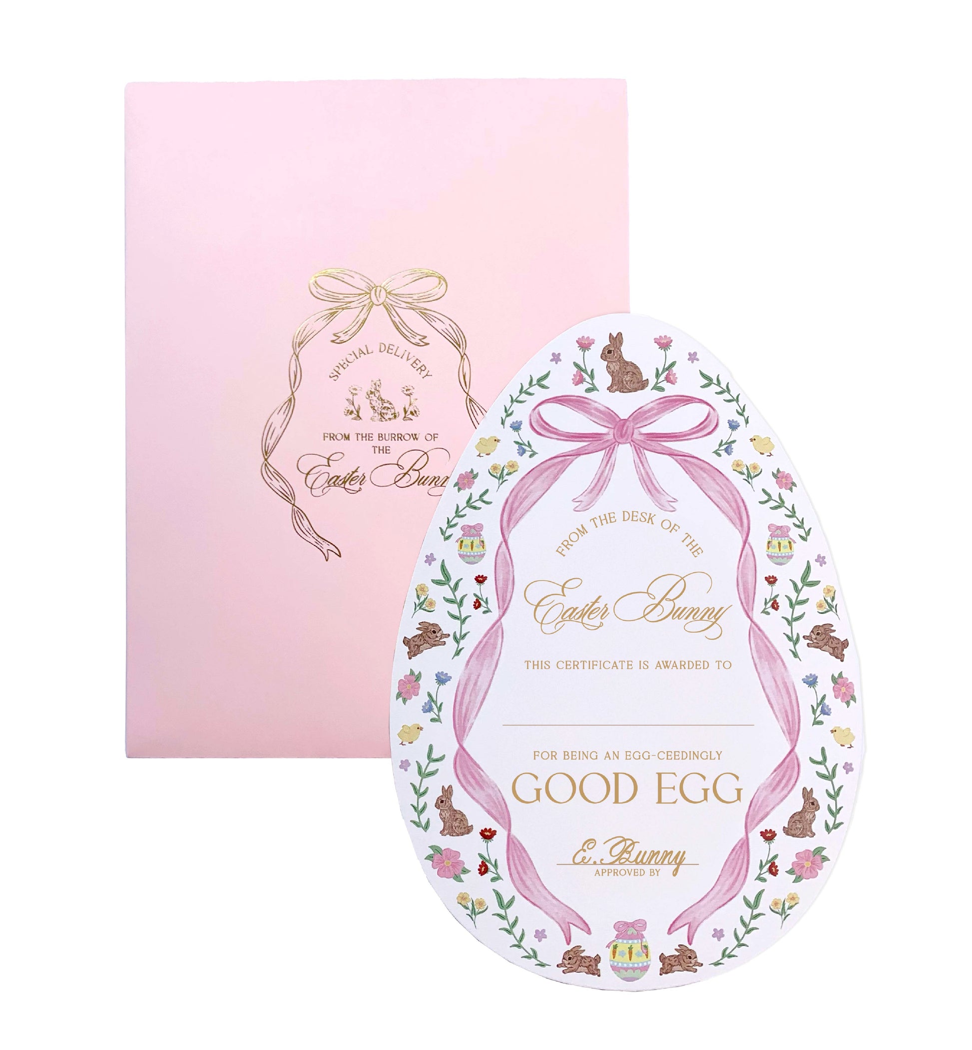 Easter Good Egg Certificate Envelope, Easter Basket Gift, Approved By The Easter Bunny, From The Easter Bunny, Alternative Easter Gift, Pink