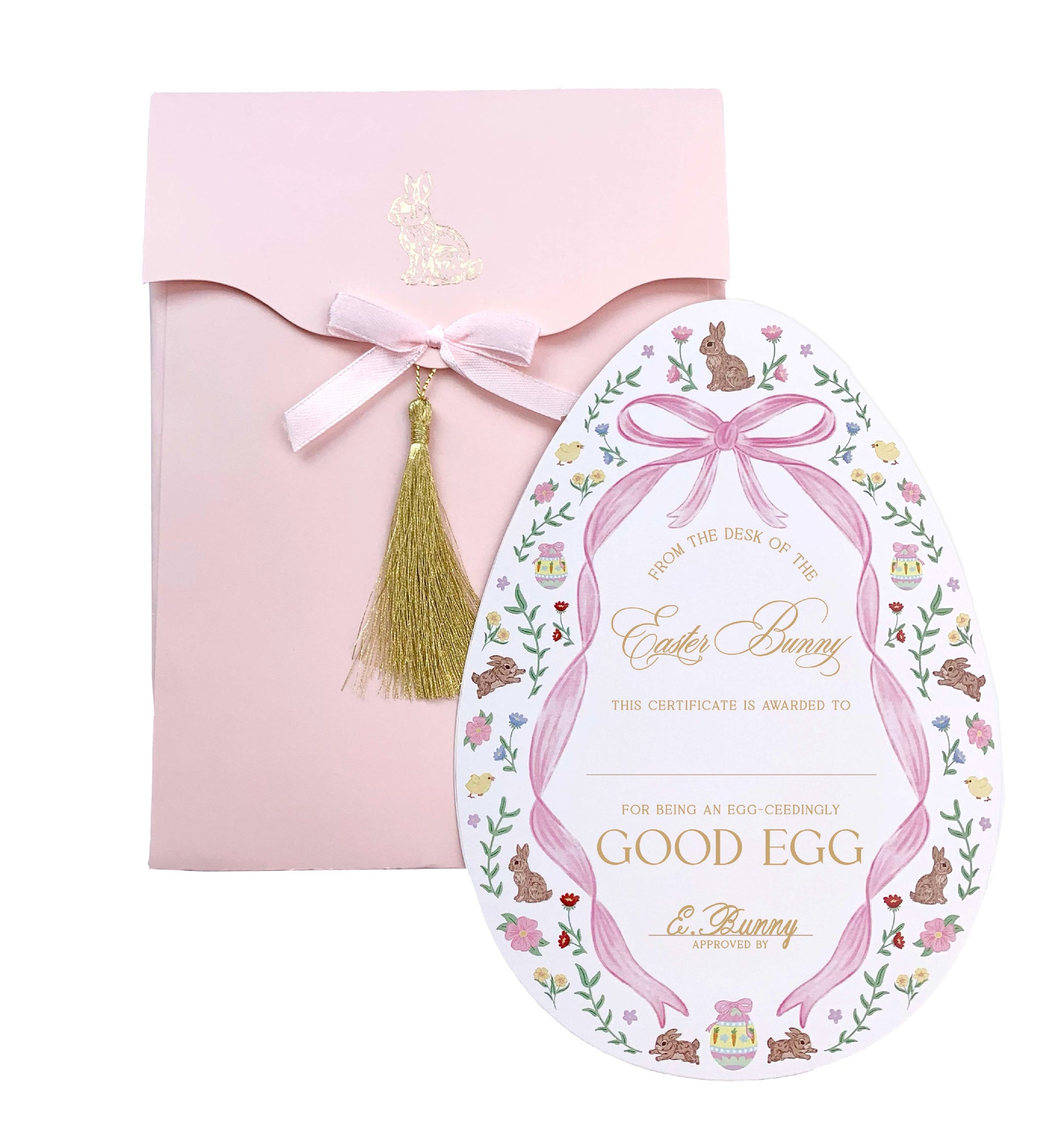 Easter Good Egg Certificate Envelope, Easter Basket Gift, Approved By The Easter Bunny, From The Easter Bunny, Alternative Easter Gift, Pink