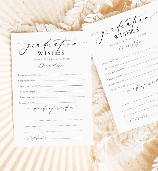 Ellesmere White | Printable Graduation Wishes Card Template