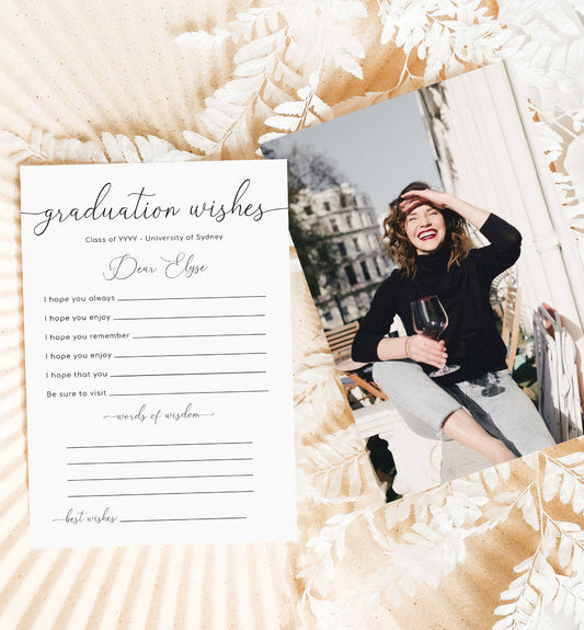 Quinn White | Printable Graduation Wishes Card Template