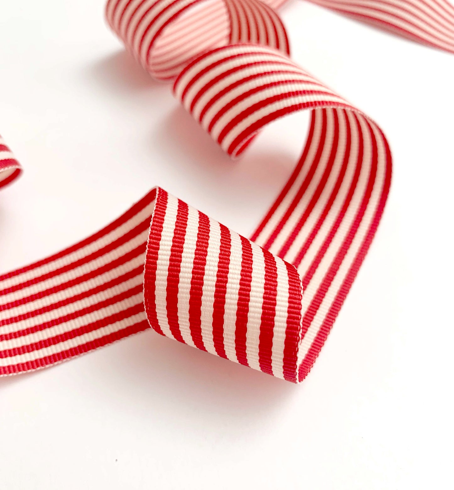 Ribbon | 25mm wide Red White Striped Grosgrain