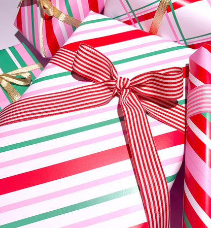 Ribbon | 25mm wide Red White Striped Grosgrain