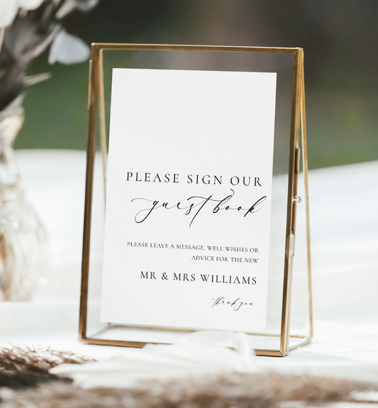 Printable Wedding Guest Book Sign, Minimalist Wedding Keepsake Memories Book, Editable Please Sign Out Guest Book Sign, Boho Rustic Wedding
