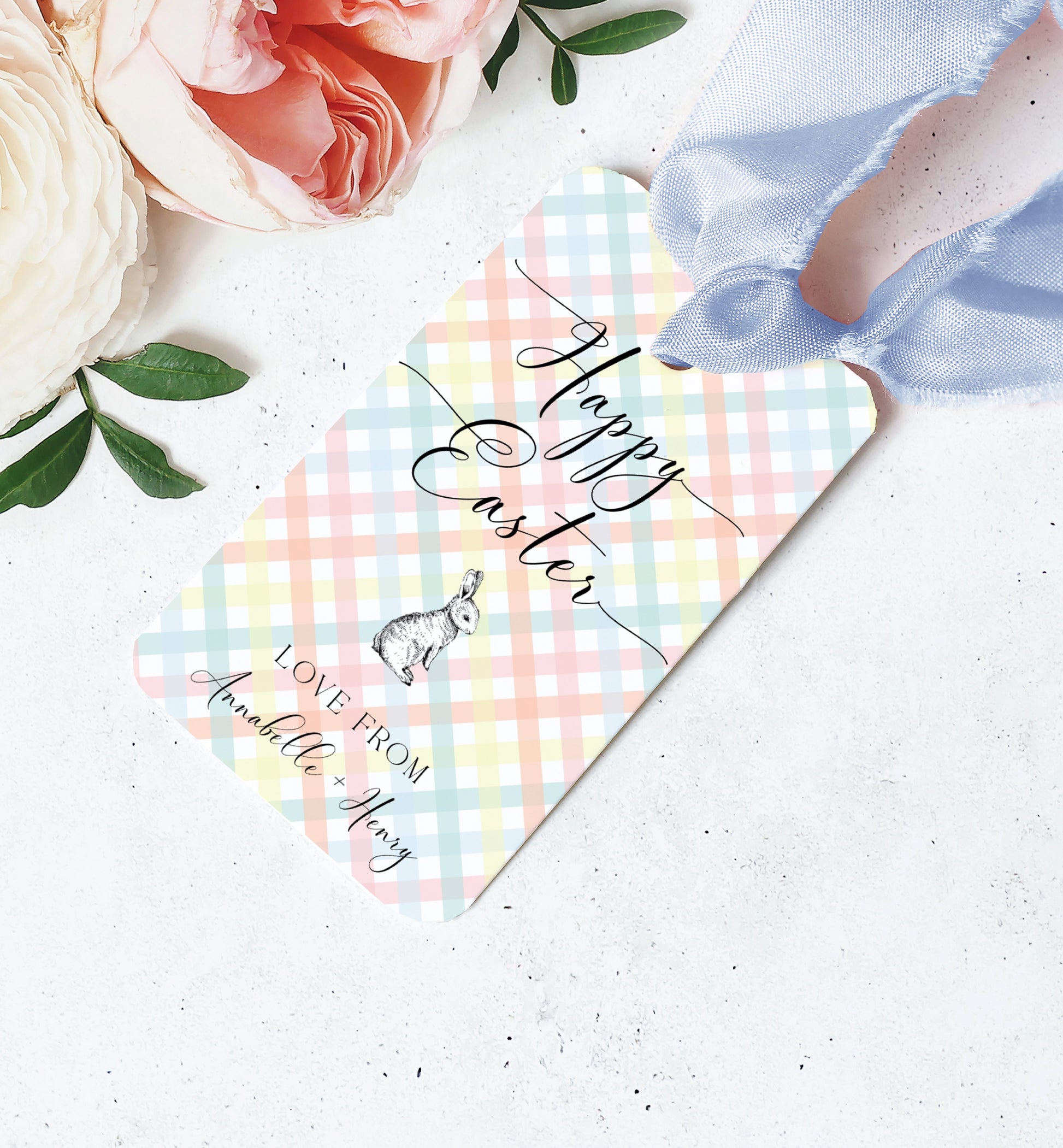 Printable Happy Easter Gift Tag Template, Easter Hunt Tag, Easter Basket, Easter Treat Tag, Easter Brunch, Easter Thank You, Multi Gingham
