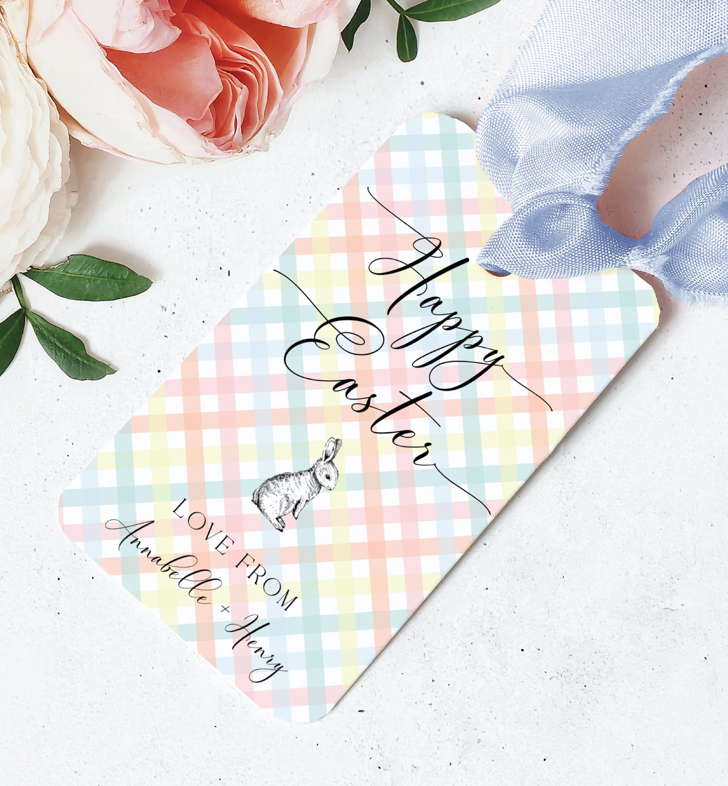 Printable Happy Easter Gift Tag Template, Easter Hunt Tag, Easter Basket, Easter Treat Tag, Easter Brunch, Easter Thank You, Multi Gingham