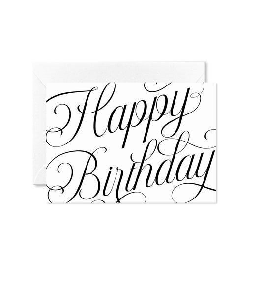 Happy Birthday Folded Card, Modern Minimalist, Elegant Birthday Card, Gender Neutral Birthday Card, Ivory Off White, Boy Birthday Card, Girl Birthday Card