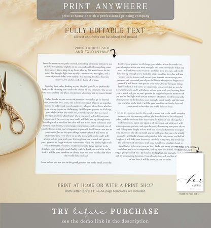 Ellesmere White | Printable His & Her Wedding Vow Book Template