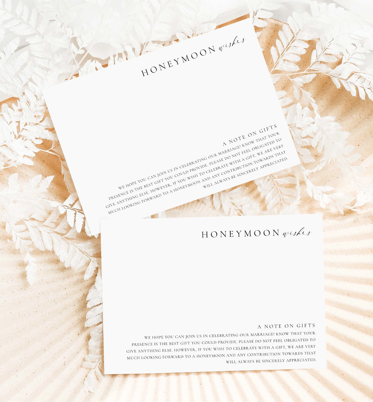 Ellesmere White | Printable Honeymoon Wishes Card Template