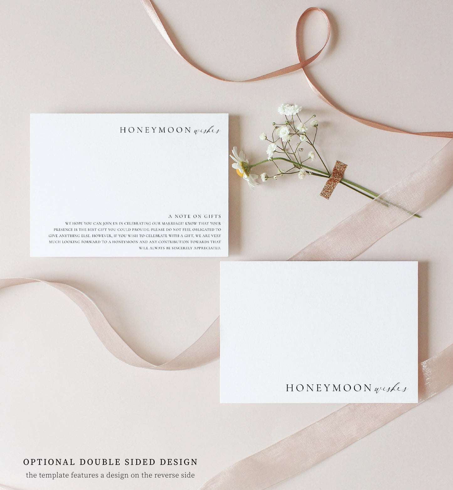 Ellesmere White | Printable Honeymoon Wishes Card Template