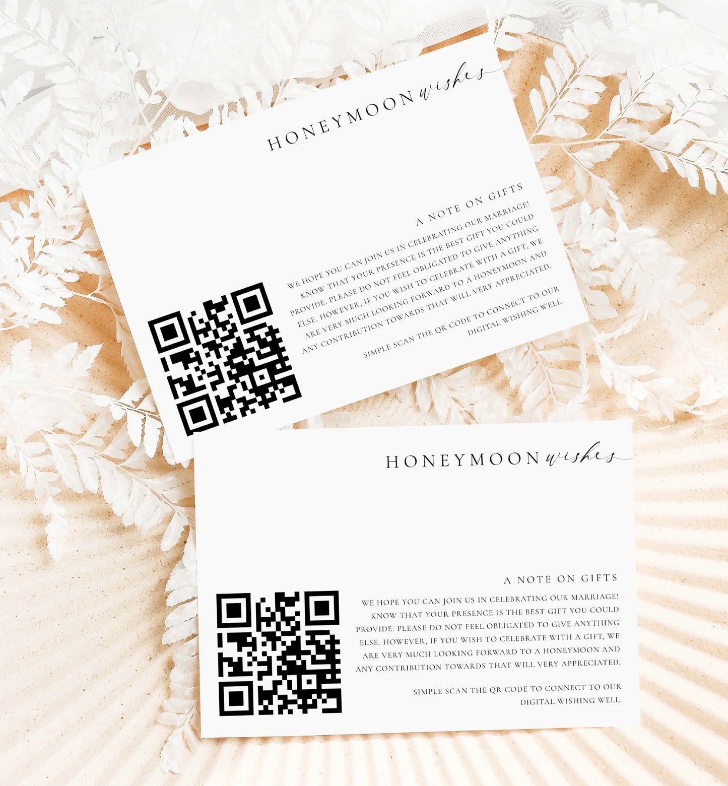 Ellesmere White | Printable QR Code Honeymoon Fund Card Template