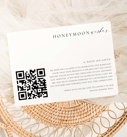 Ellesmere White | Printable QR Code Honeymoon Fund Card Template