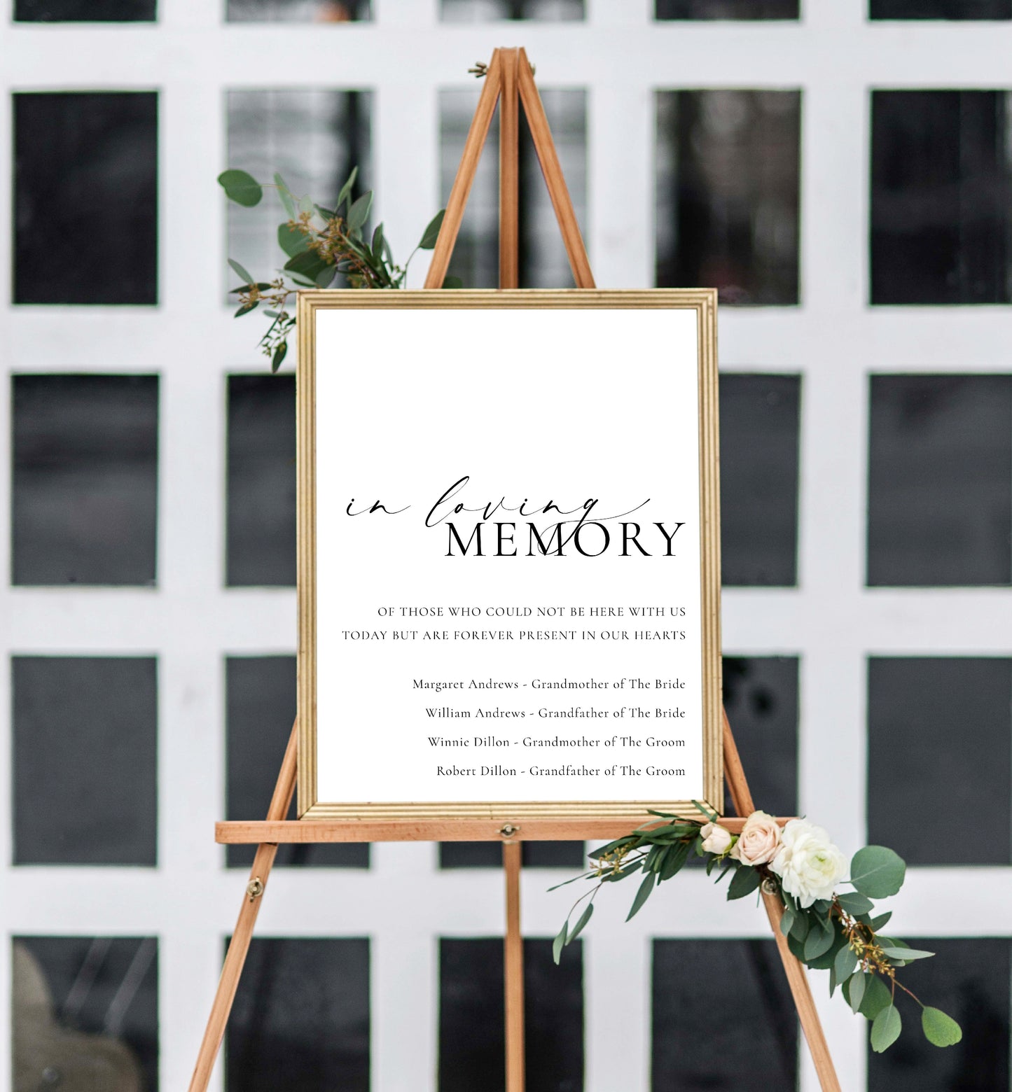Ellesmere White | Printable Loving Memory Sign Template