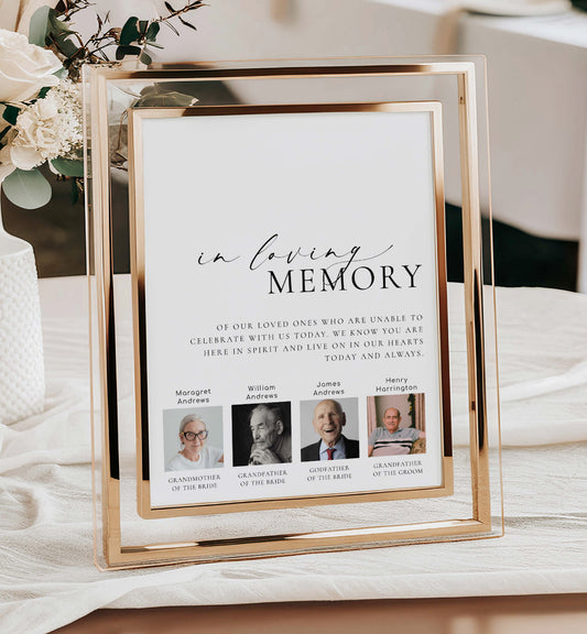 Printable Photo In Loving Memory Sign, Modern Minimal Wedding Custom Photo Memorial Sign Template, Photo Remembrance Sign, Ellesmere