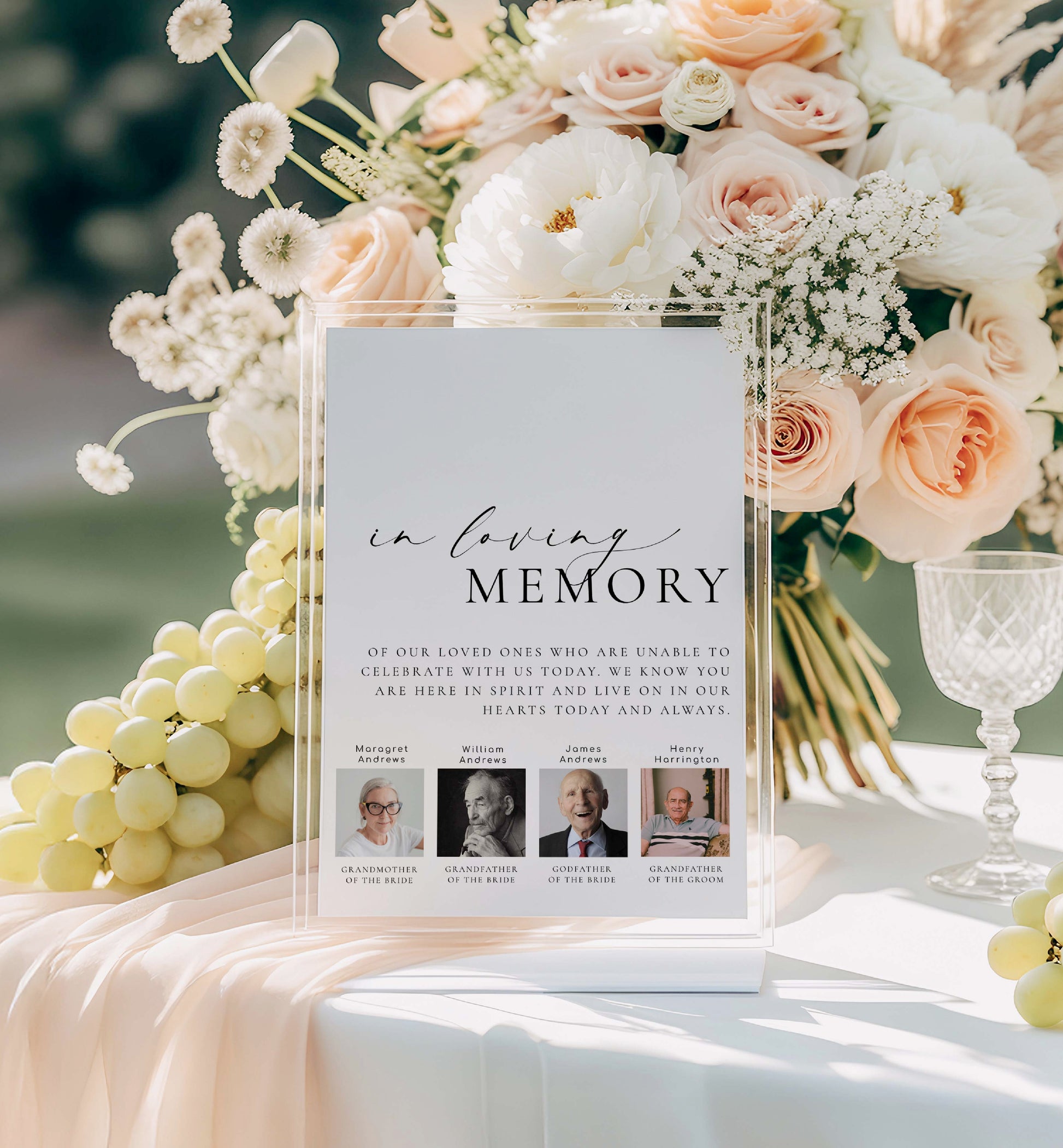 Printable Photo In Loving Memory Sign, Modern Minimal Wedding Custom Photo Memorial Sign Template, Photo Remembrance Sign, Ellesmere